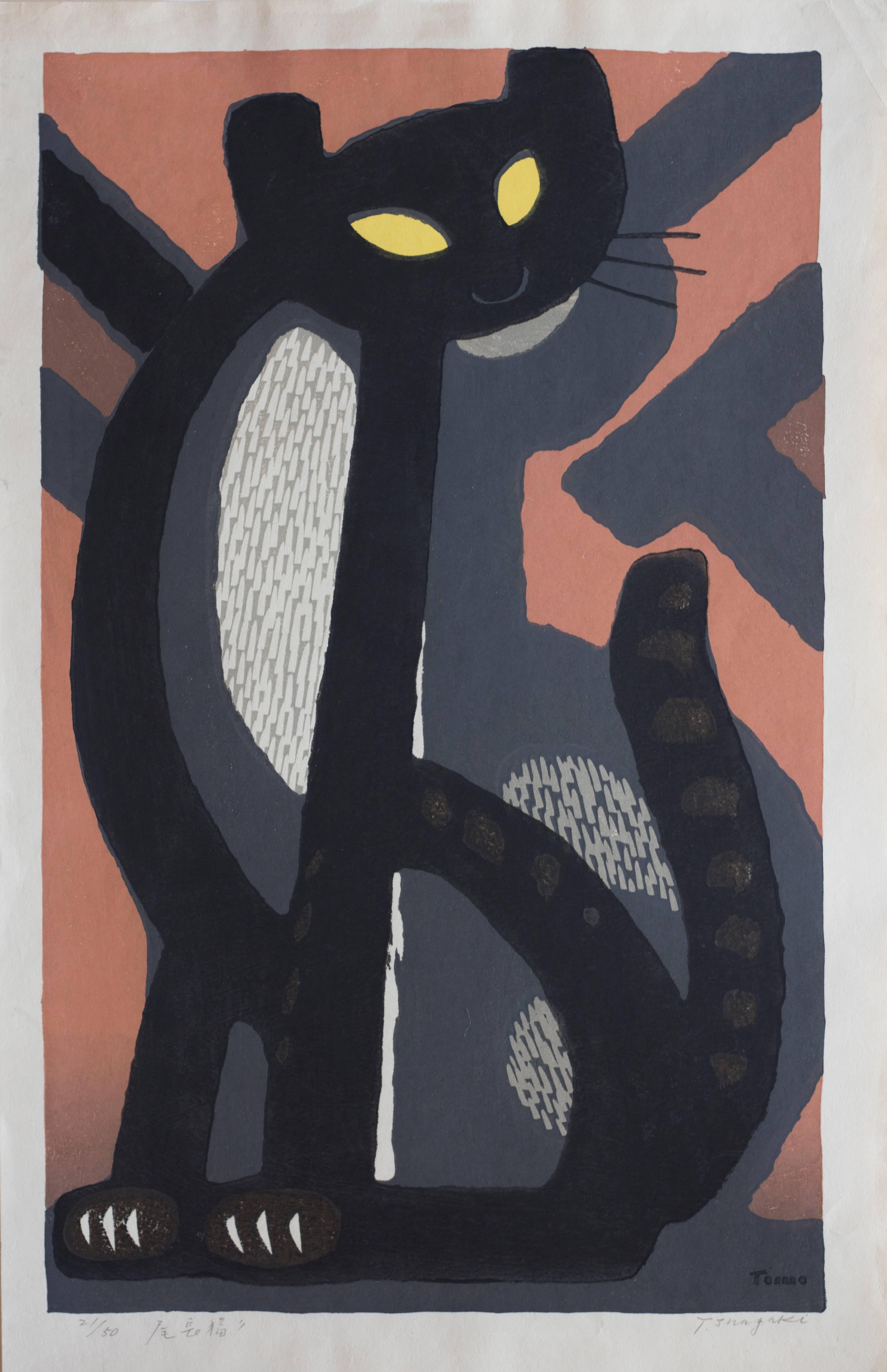 Long-Tailed Cat - Print by Tomoo Inagaki