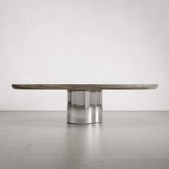 Table de salle à manger Tomoon 2.0 de Verena Brausch en Silver Travertine & Steele