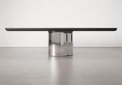 Tomoon 3.0 Dining Table in Pietra Lavica & Stainless Steel by Verena Brausch