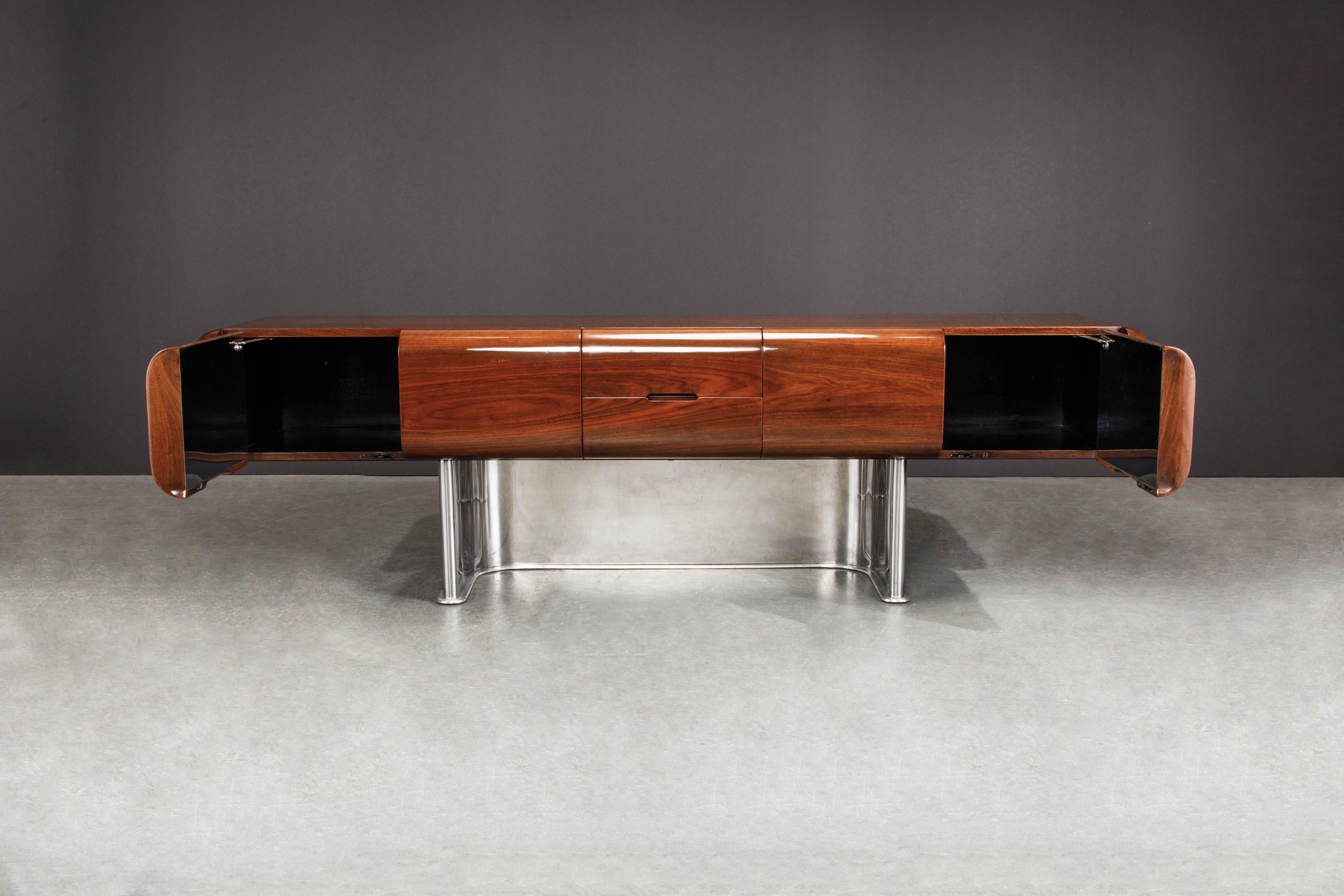 Mid-Century Modern 'Tomorrow' Floating Executive Credenza by M.F. Harty for Stow Davis, 1974 Signed