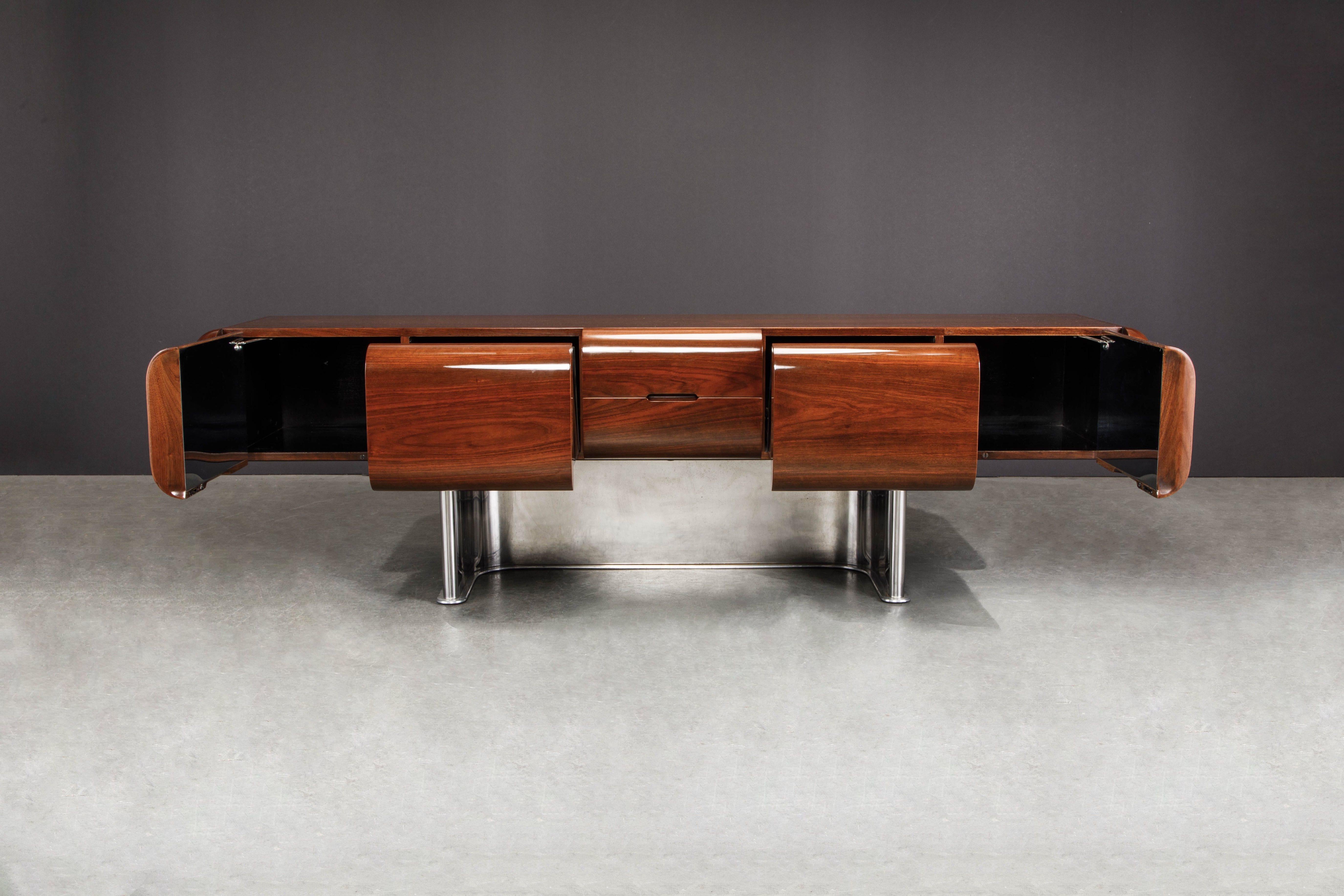 American 'Tomorrow' Floating Executive Credenza by M.F. Harty for Stow Davis, 1974 Signed