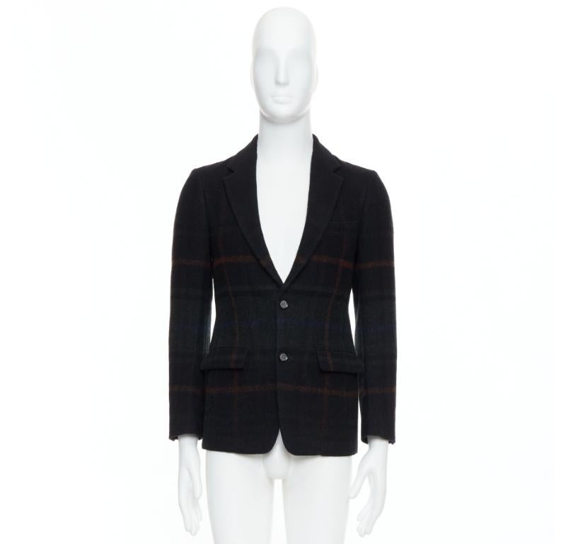 TOMORROWLAND giacca blazer in lana degradata nera rossa verde tartan IT46 S in vendita 5