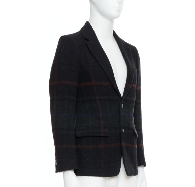 Nero TOMORROWLAND giacca blazer in lana degradata nera rossa verde tartan IT46 S in vendita