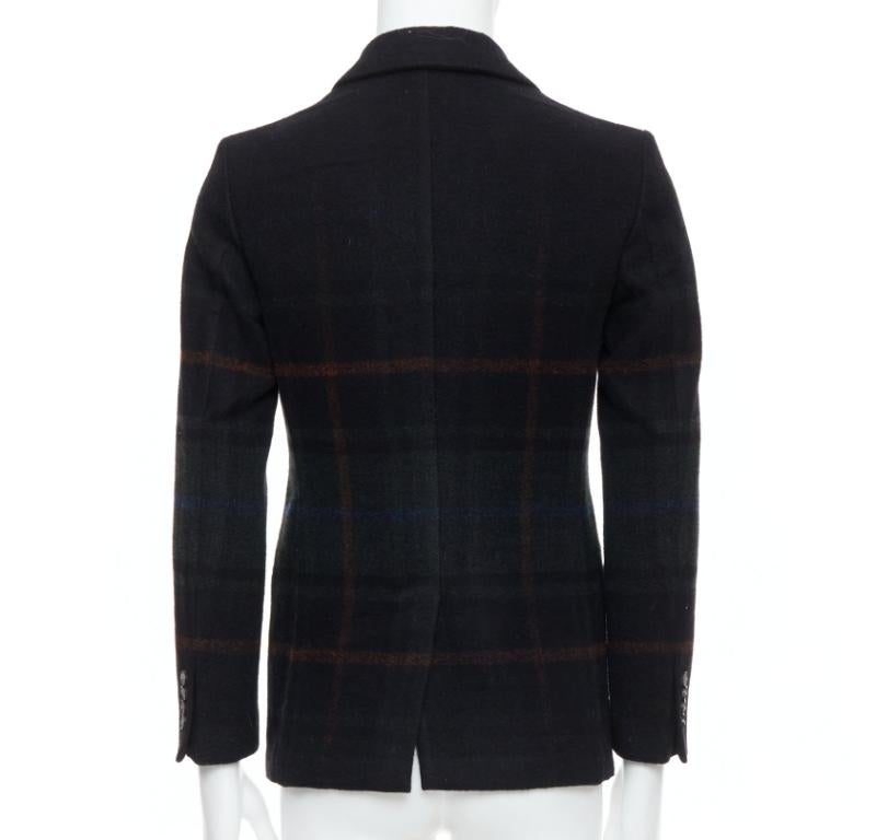 Uomo TOMORROWLAND giacca blazer in lana degradata nera rossa verde tartan IT46 S in vendita