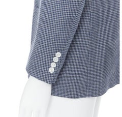 TOMORROWLAND blue white wool blend double button blazer jacket EU50 L