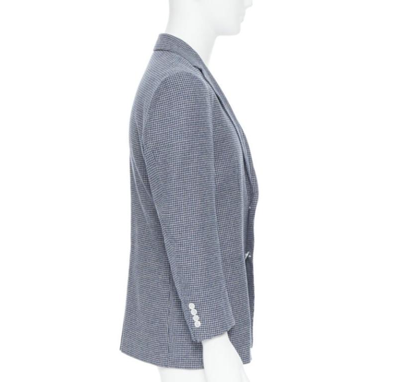 TOMORROWLAND blue white wool blend double button blazer jacket EU50 L In Excellent Condition For Sale In Hong Kong, NT