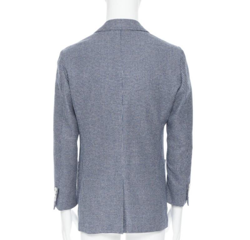 Men's TOMORROWLAND blue white wool blend double button blazer jacket EU50 L For Sale