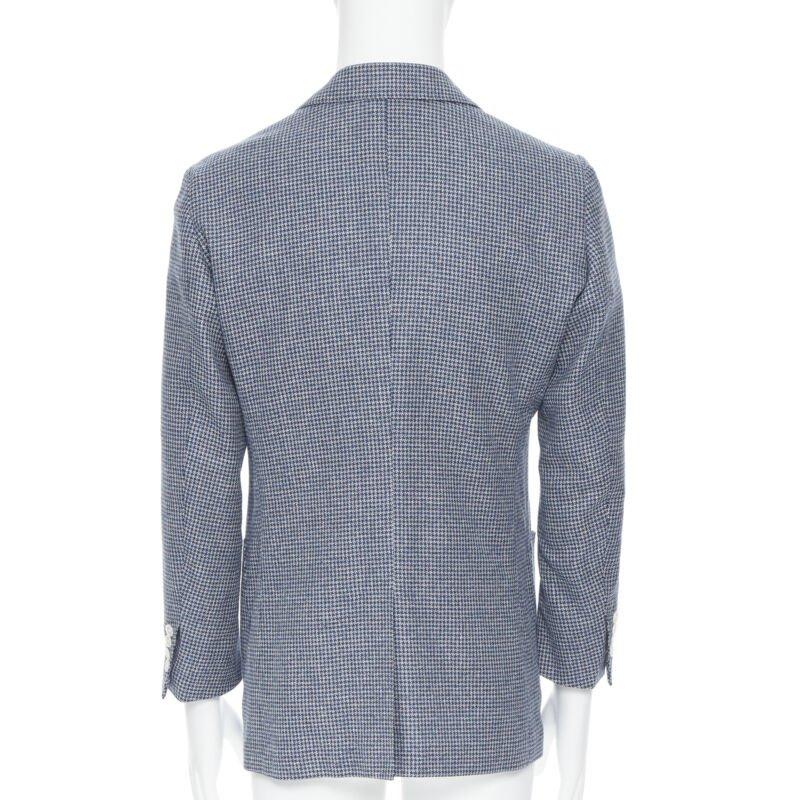 Men's TOMORROWLAND blue white wool blend double button blazer jacket EU50 L For Sale