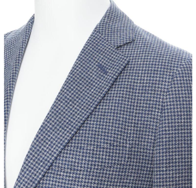 TOMORROWLAND blue white wool blend double button blazer jacket EU50 L For Sale 2