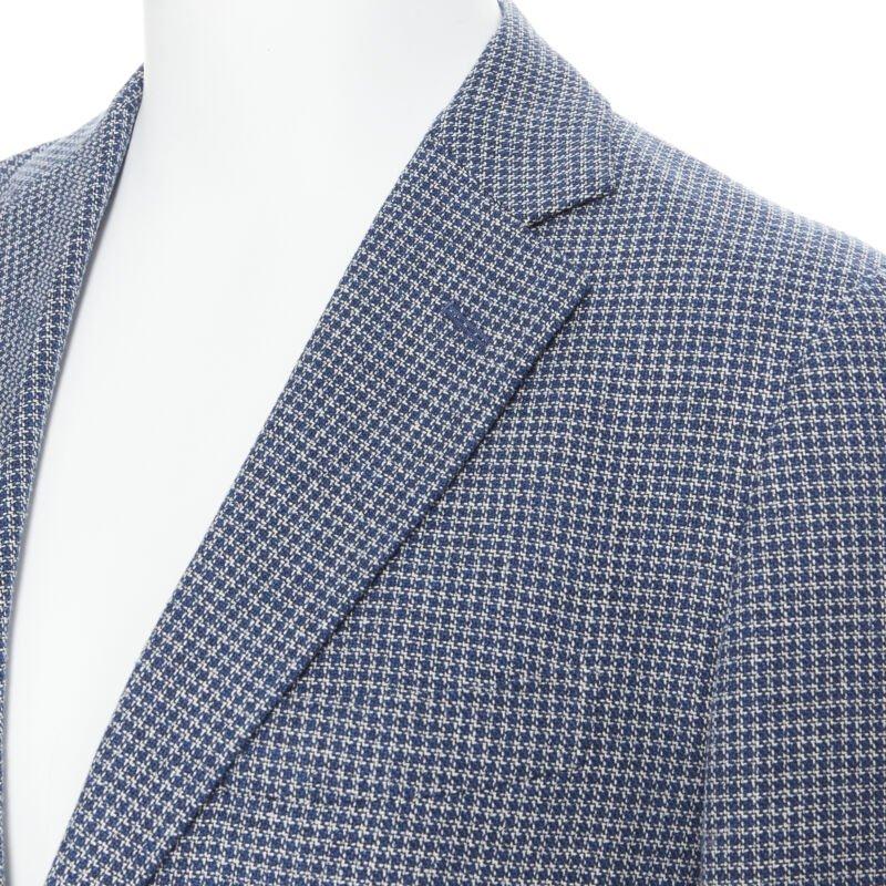 TOMORROWLAND blue white wool blend double button blazer jacket EU50 L For Sale 2