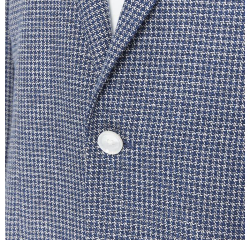 TOMORROWLAND blue white wool blend double button blazer jacket EU50 L For Sale 3