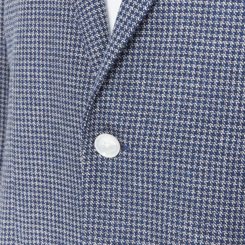 TOMORROWLAND blue white wool blend double button blazer jacket EU50 L For Sale 3