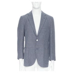 TOMORROWLAND blue white wool blend double button blazer jacket EU50 L