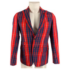 TOMORROWLAND Size 34 Red & Blue Plaid Sport Coat