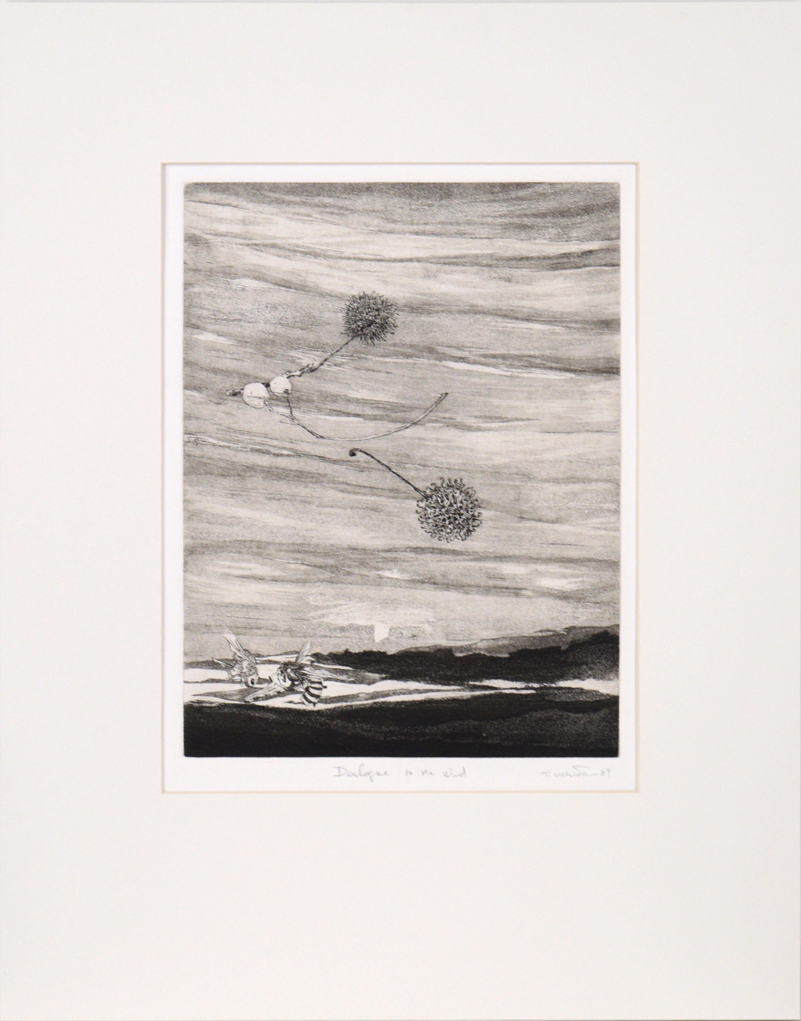 "Dialogue to the Wind" - Intaglio Print by Tomoya Uchida