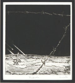 Vintage "Rebirth" Honey Bee and Barbed Wire - Intaglio Print