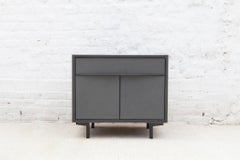 Bespoke 30" Nightstand, Blackened Aluminum Resin & Leather, Sculptural