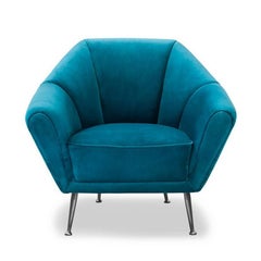 Tomy Armchair with Aqua Blue Velvet