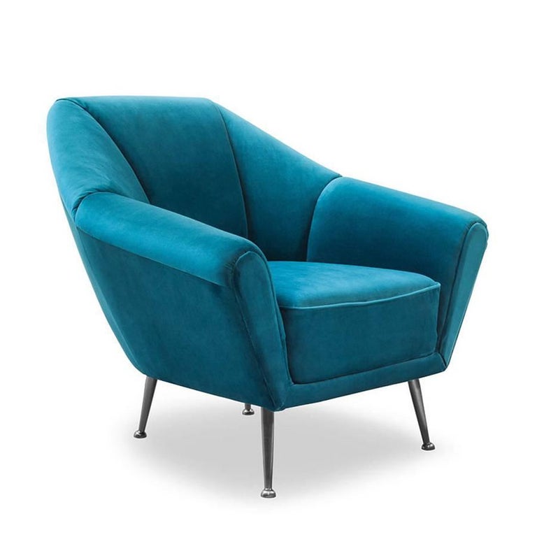 Tomy Armchair with Aqua Blue Velvet For Sale at 1stDibs | aqua armchairs, aqua  blue armchair, aqua blue velvet chair