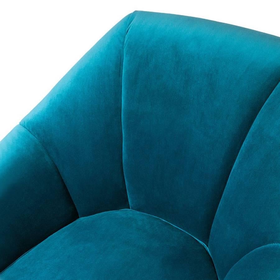 Sillón Tomy con terciopelo azul aguamarina en Excelente estado para la venta en Paris, FR
