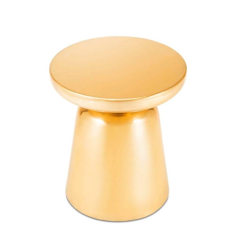 Stool Tomy Gilded witth metal polished structure 
in gold finsh, stable and durable stool. It ca be a
side table too.