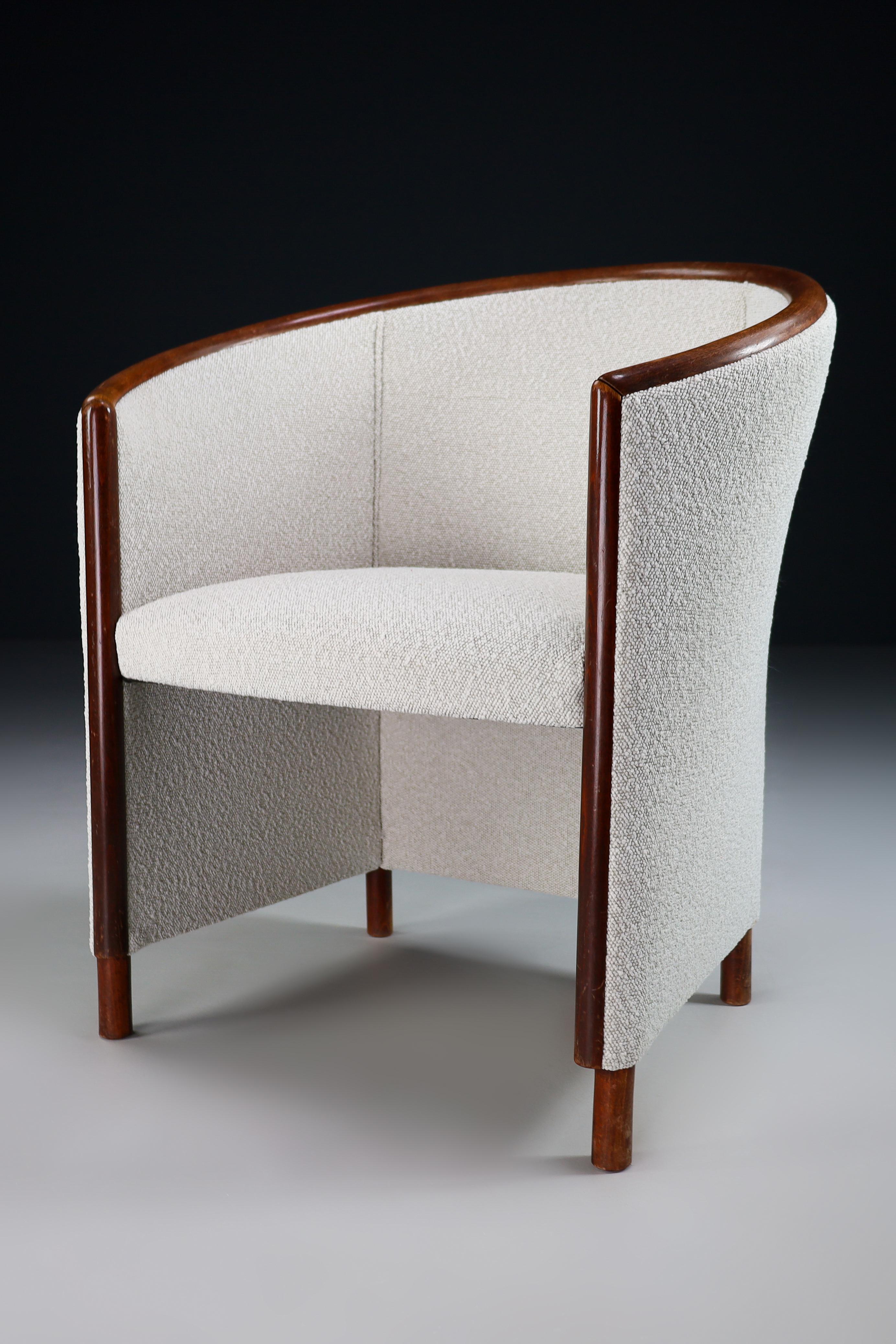 Ton Armchairs in Bentwood and Reupholstered with Bouclé Fabric, 1970s 4