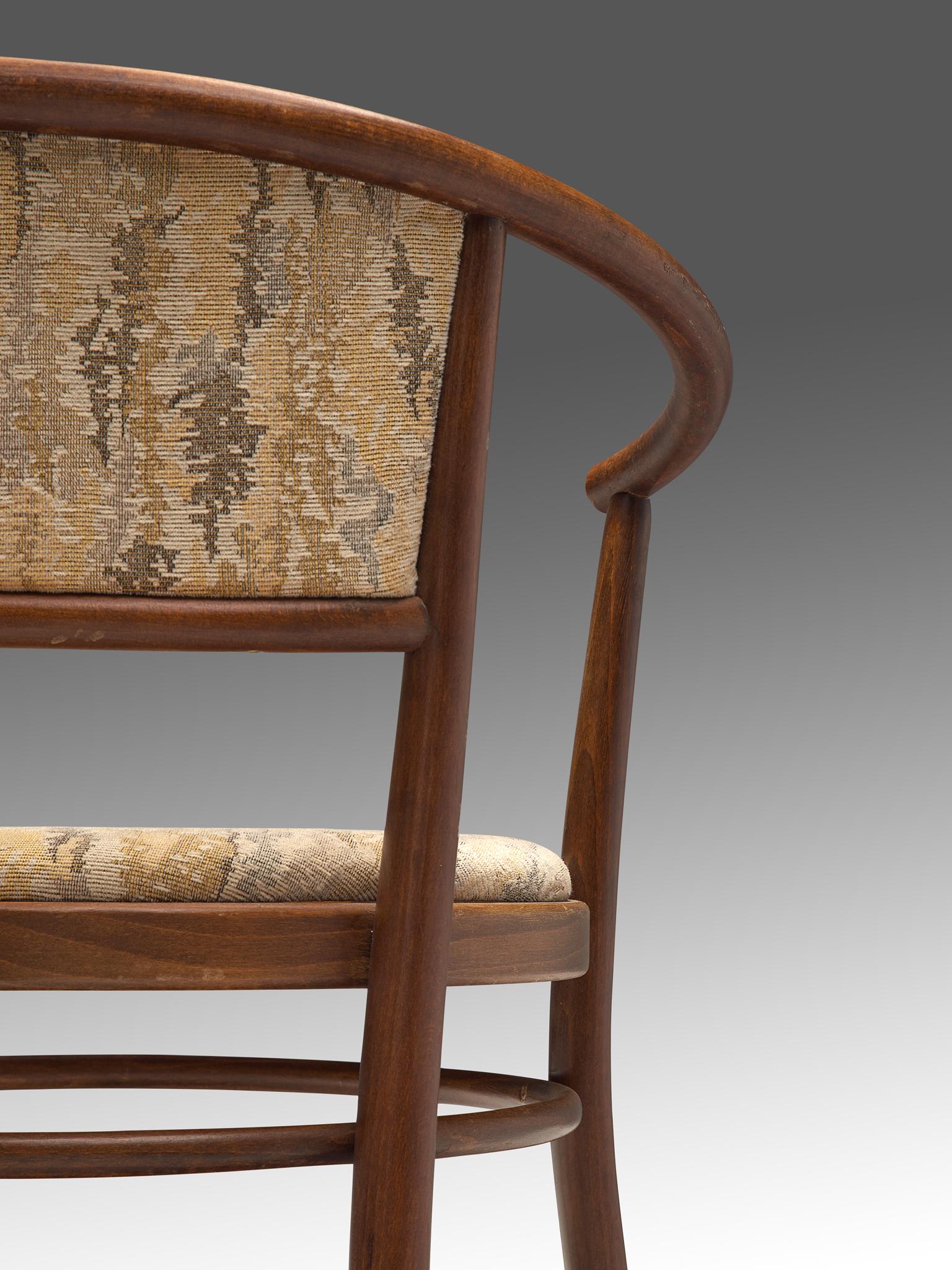Mid-Century Modern Ton Armchairs in Bentwood with Fabric Upholstery For Sale