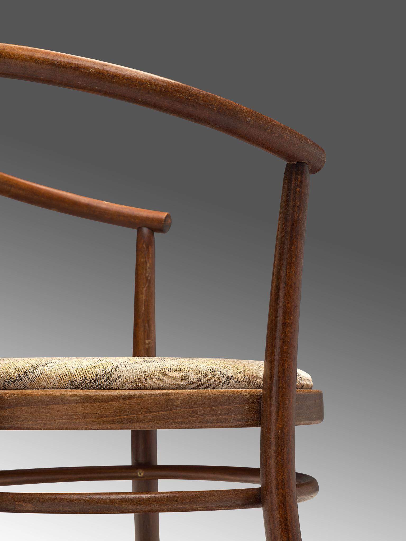 Ton Armchairs in Bentwood with Fabric Upholstery In Good Condition For Sale In Waalwijk, NL