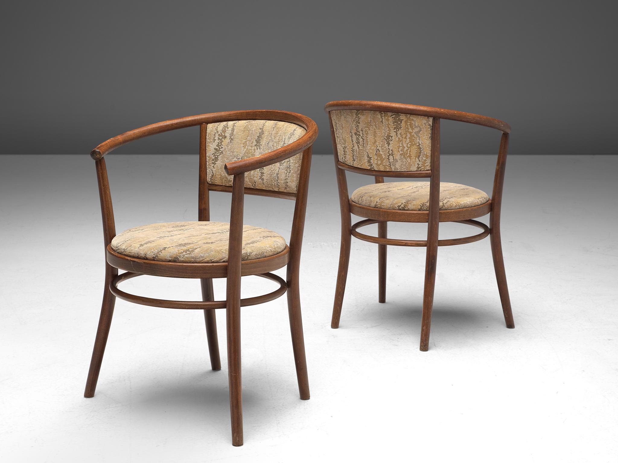 Mid-20th Century Ton Armchairs in Bentwood with Fabric Upholstery For Sale