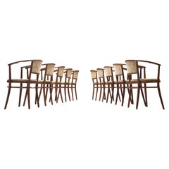 Ton Armchairs in Bentwood with Fabric Upholstery 