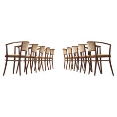 Ton Armchairs in Bentwood with Fabric Upholstery