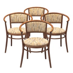 Ton Armchairs in Bentwood with Fabric Upholstery