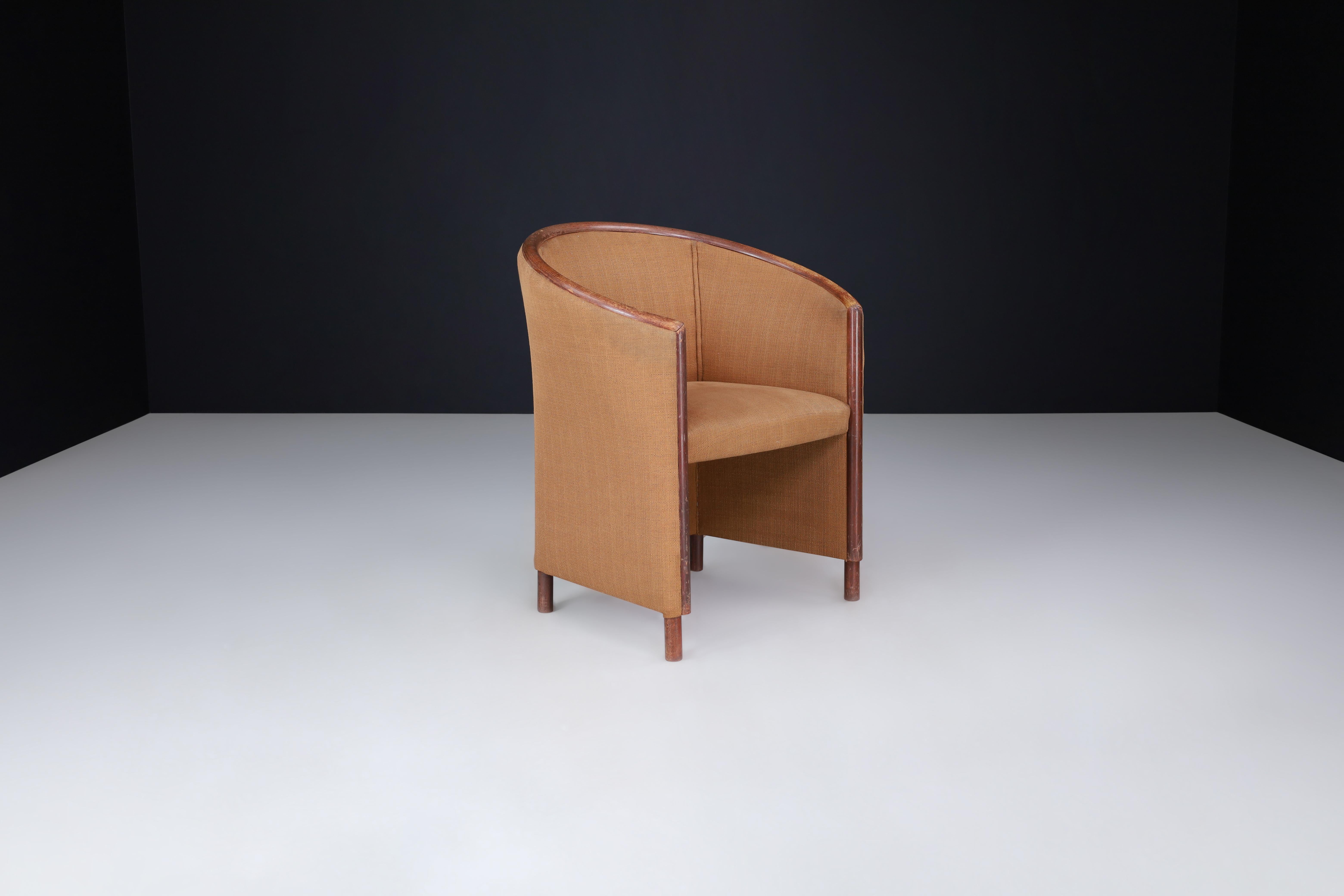 20th Century Ton Armchairs or Club Chairs in Bentwood and Camel Upholstery 1970s For Sale