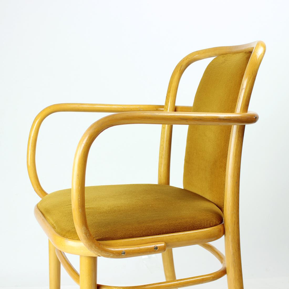 Ton-Sessel aus Bugholz mit goldenem Samt, Tschechoslowakei 1930er Jahre, 40 verfügbar im Angebot 2