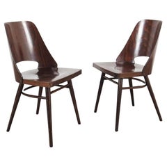 Retro Ton Czechoslovakian Wooden Chairs in Pair, 1960s '2 Pieces'