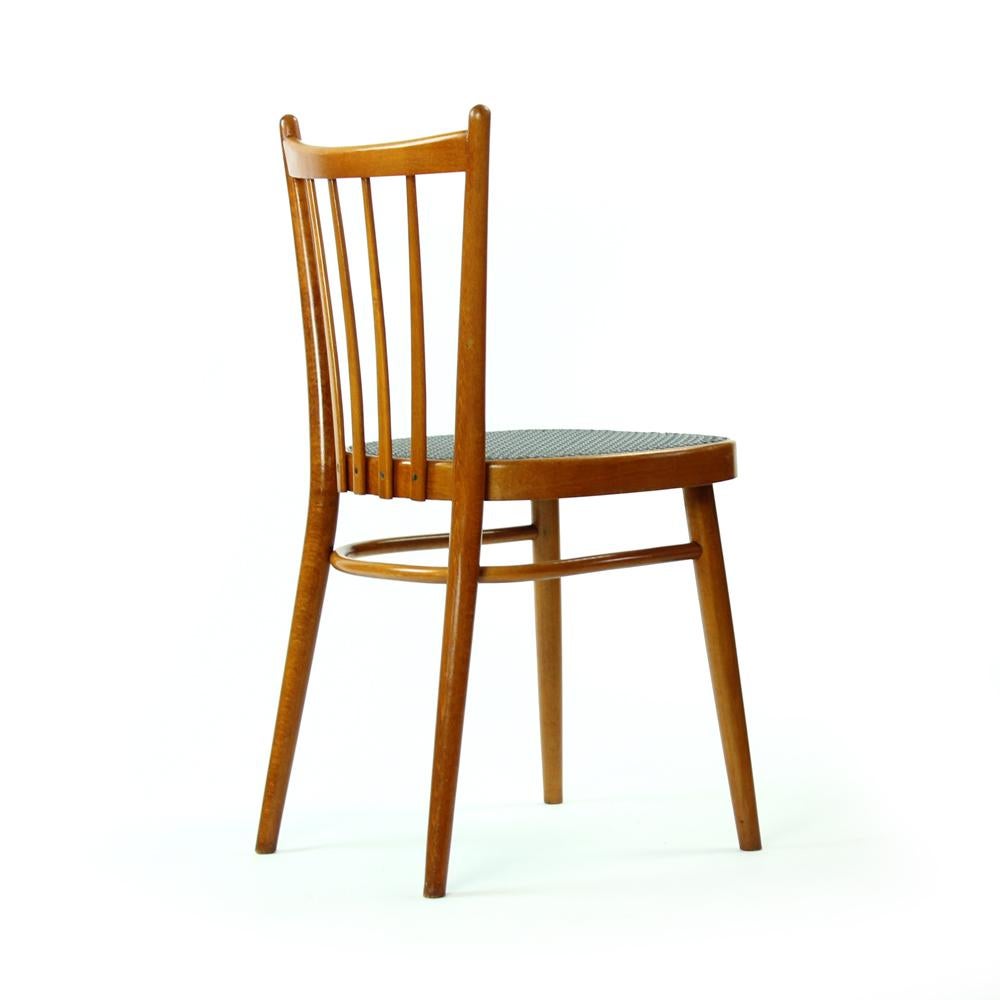 TON Dining Chairs with Black Wicker, Czechoslovakia, 1970s 4