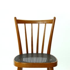 TON Dining Chairs with Black Wicker, Czechoslovakia, 1970s