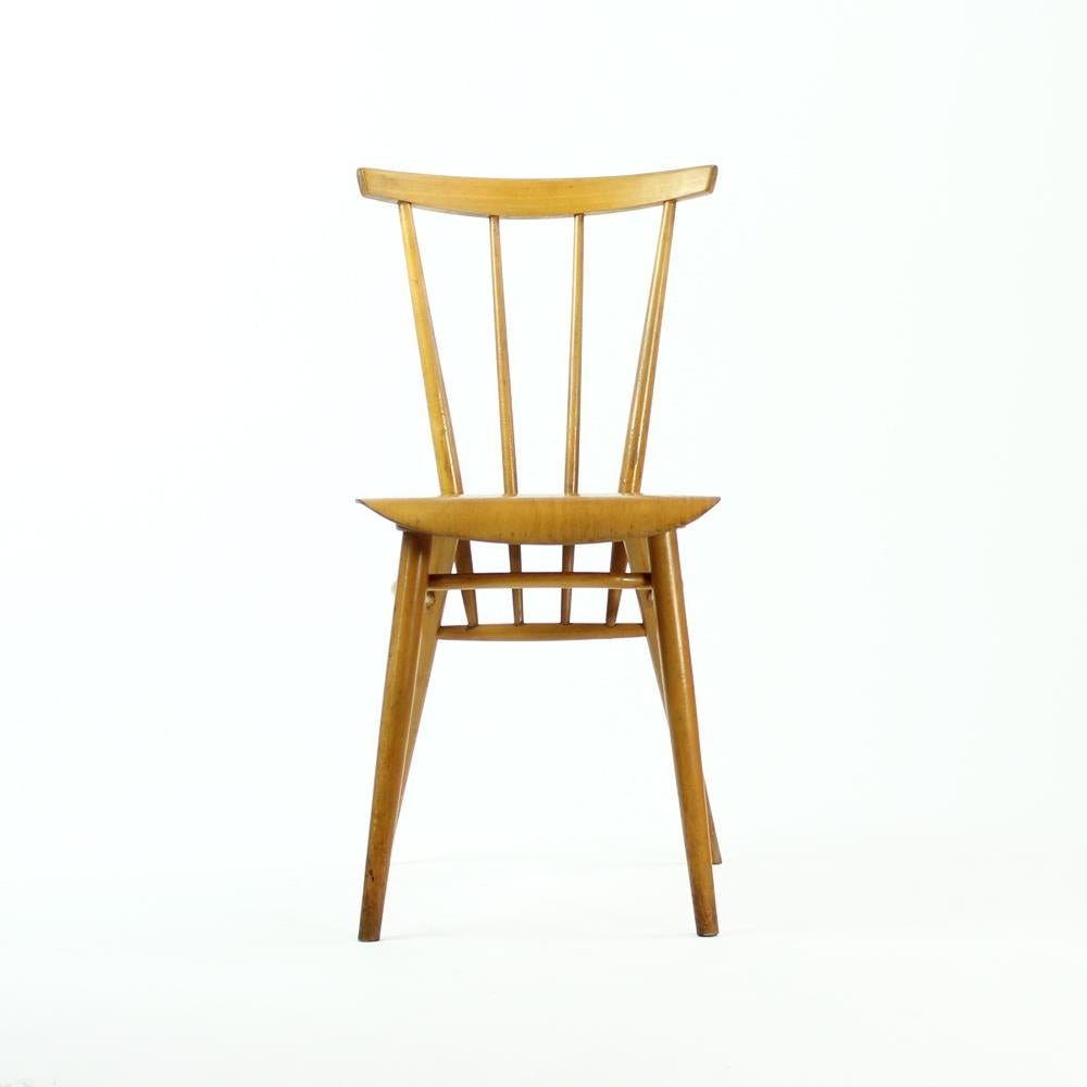 20th Century Ton Kitchen Chairs in Blond Wood Finish, Czechoslovakia, circa 1960 For Sale