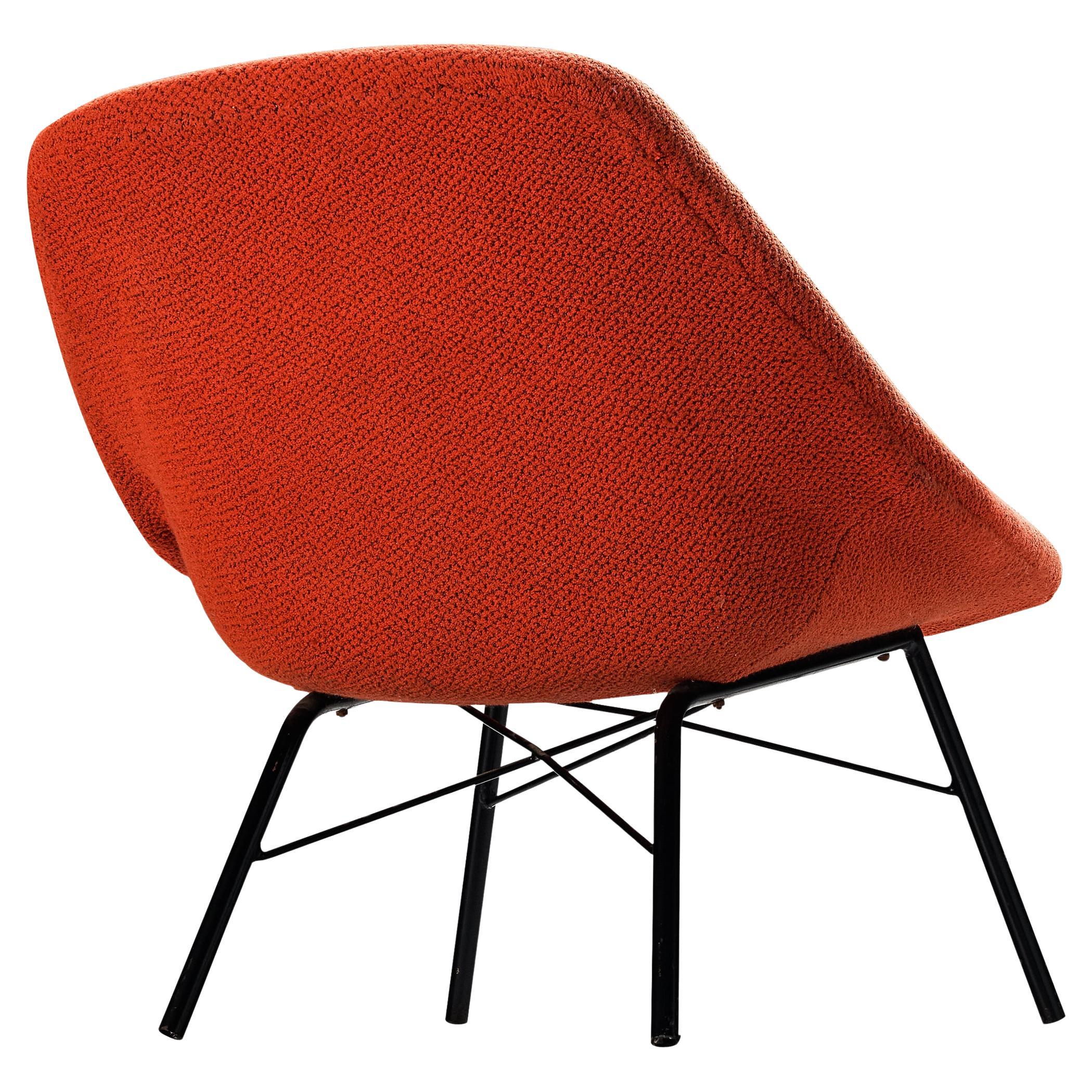TON Mid-Century Modern Lounge Chair with Sculptural Frame in Red Upholstery  For Sale