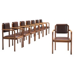 Ton Set of Armchairs in Brown Leatherette