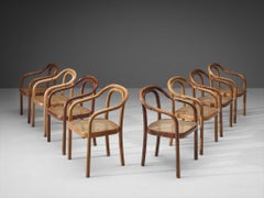 TON Set of Eight Dining Chairs in Bentwood and Webbing