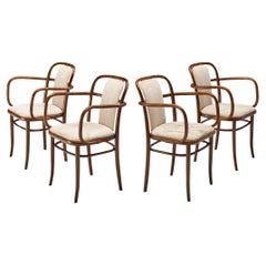 TON Set of Four Bentwood Armchairs in Light Upholstery 