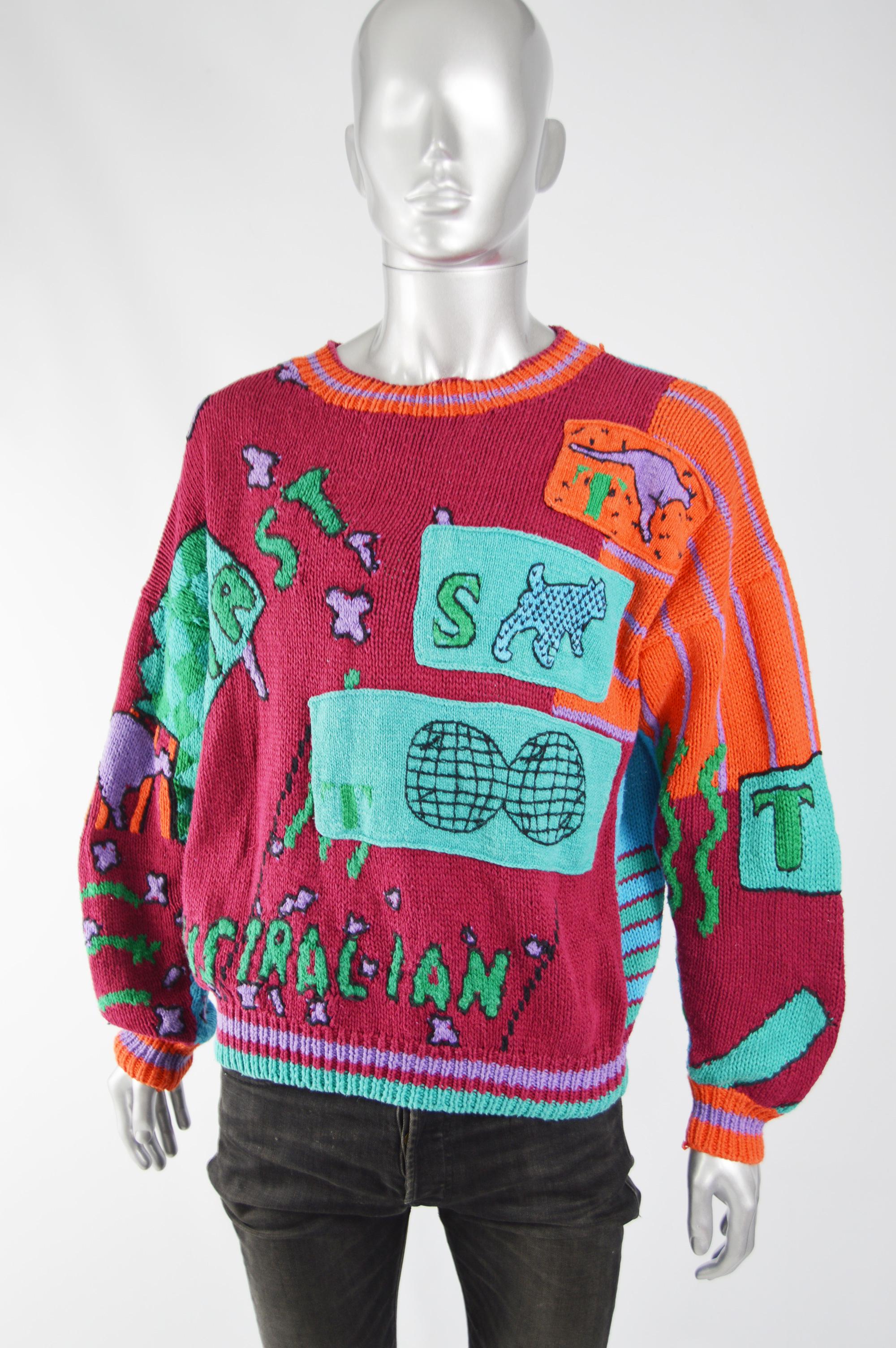 Women's or Men's Ton SurTon Vintage Mens Hand Knitted Sweater, 1980s For Sale