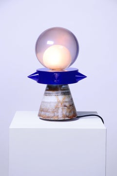 Tona, Blue Sculptural Table Lamp, Contemporary Design, Made in Italy