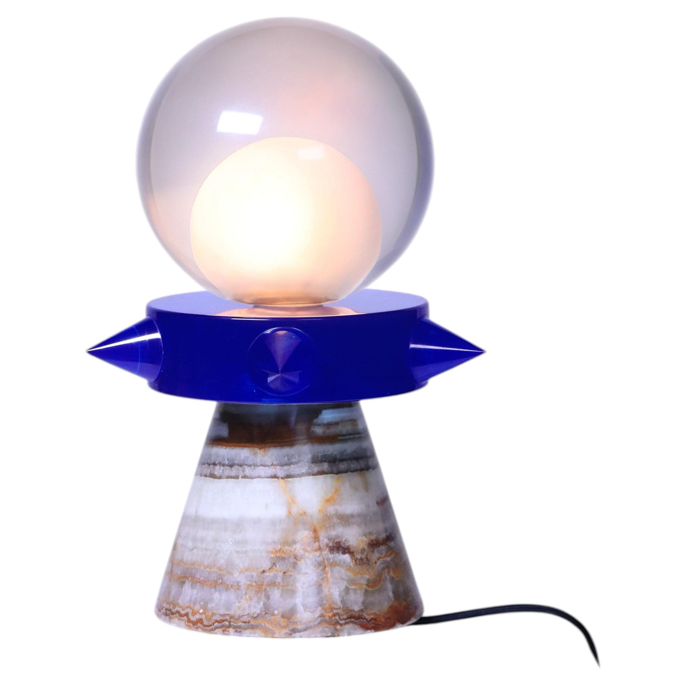 Tona, Blue Sculptural Table Lamp, Contemporary Design, Made in Italy