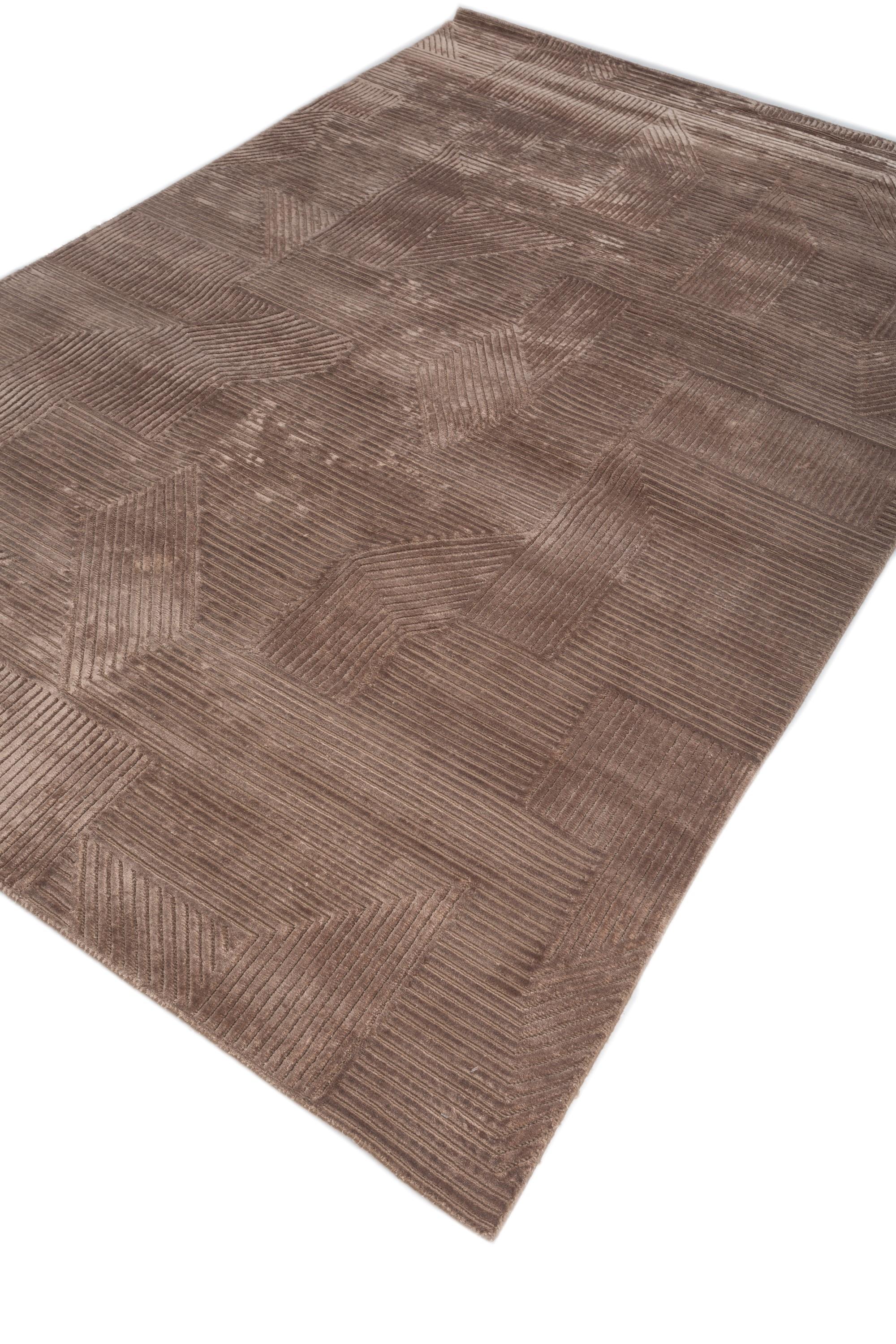 Modern Tonal Bliss Natural Brown & Tawny Brown 180X270 cm Handknotted Rug For Sale