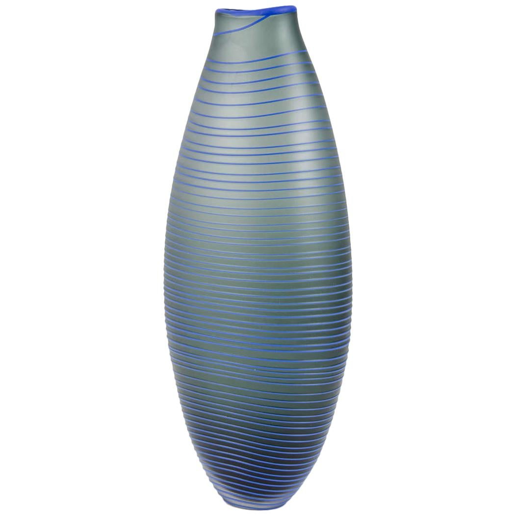 Tonal Frequency Vase in Grey, a unique glass vase in grey & blue by Liam Reeves