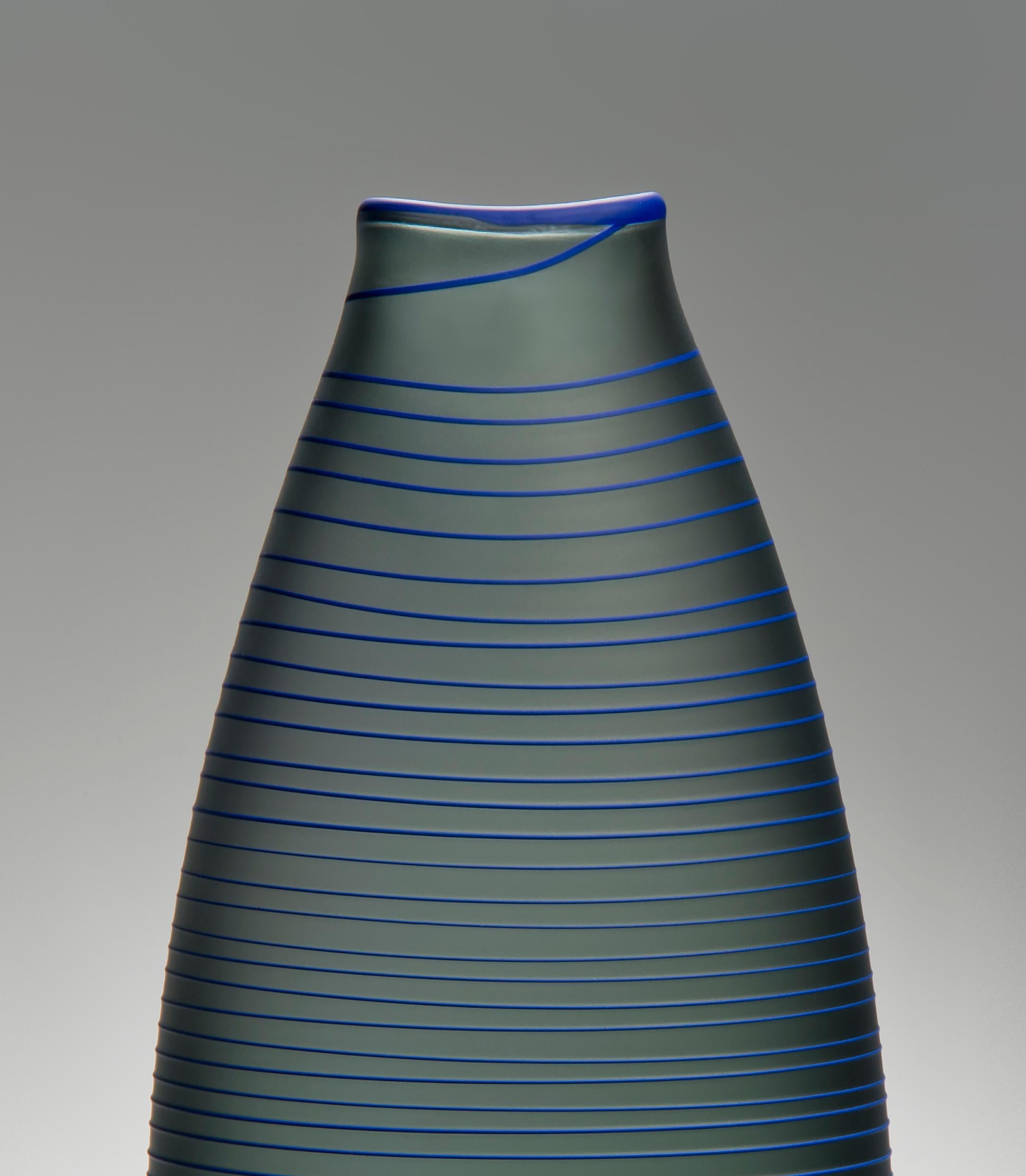 British Tonal Frequency Vase in Grey, a unique glass vase in grey & blue by Liam Reeves