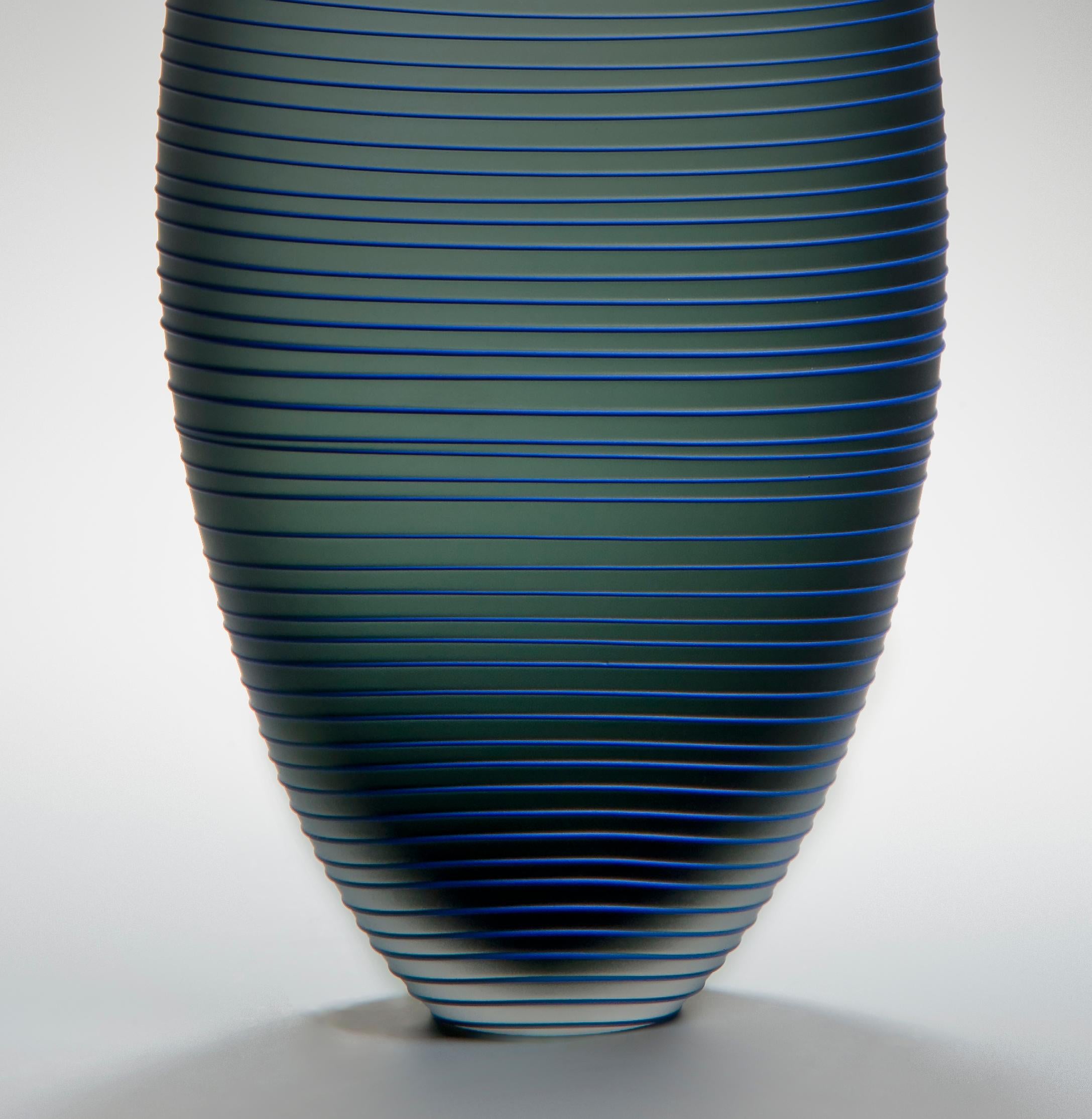 Hand-Crafted Tonal Frequency Vase in Grey, a unique glass vase in grey & blue by Liam Reeves