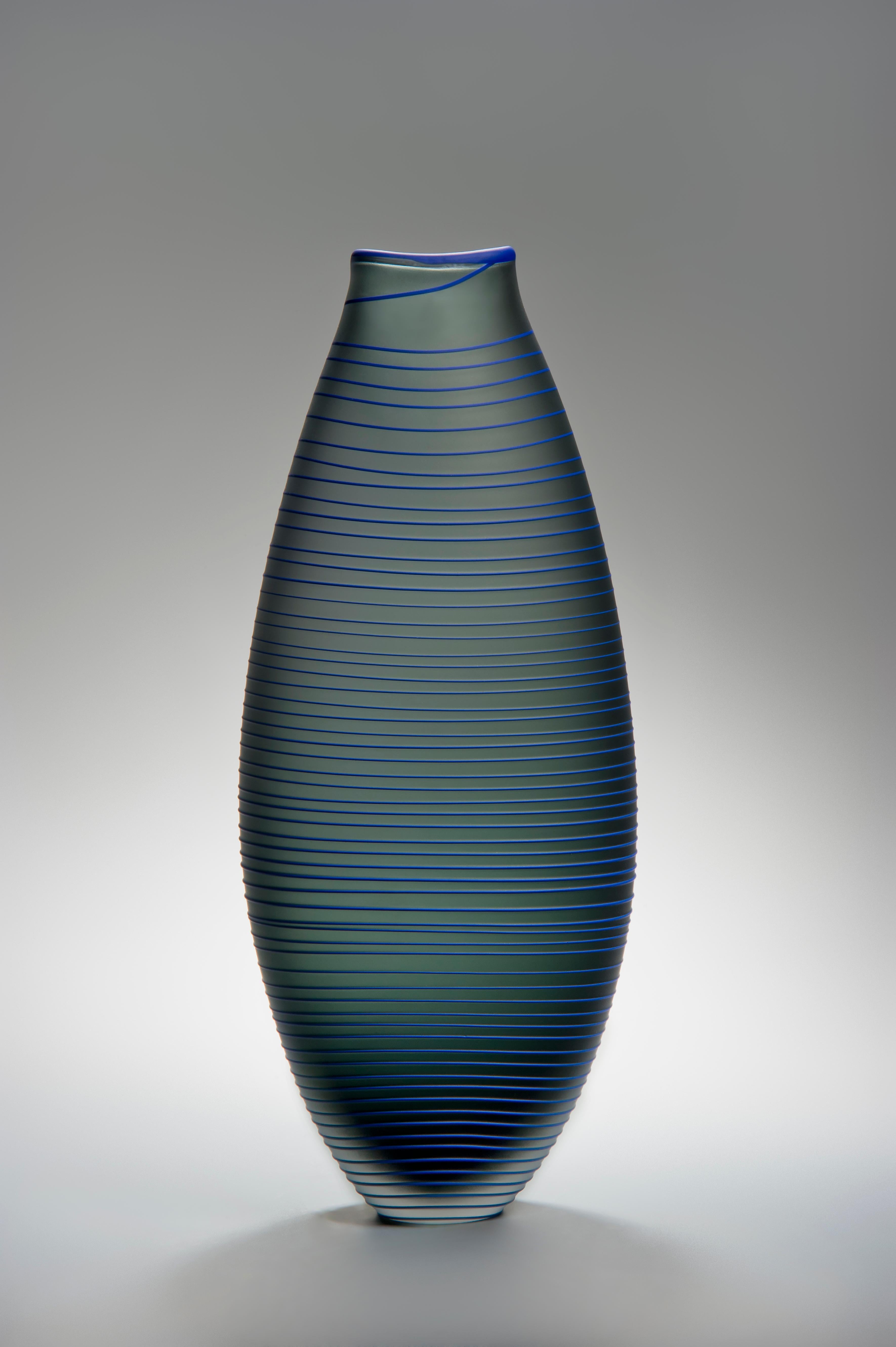 Tonal Frequency Vase in Grey, a unique glass vase in grey & blue by Liam Reeves In New Condition In London, GB